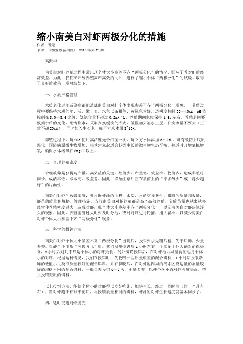 缩小南美白对虾两极分化的措施