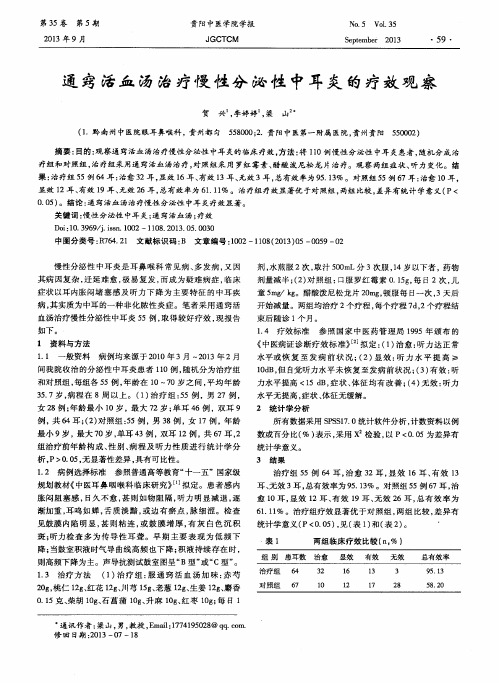 通窍活血汤治疗慢性分泌性中耳炎的疗效观察