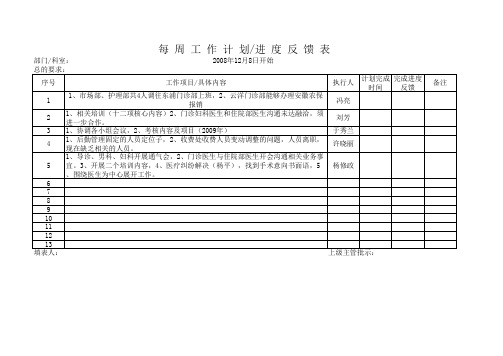工作计划(进度)反馈表