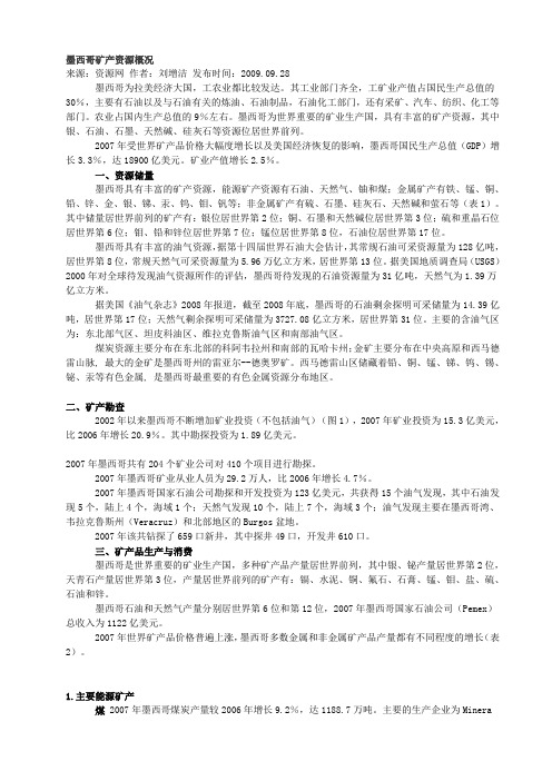 墨西哥矿产资源概况