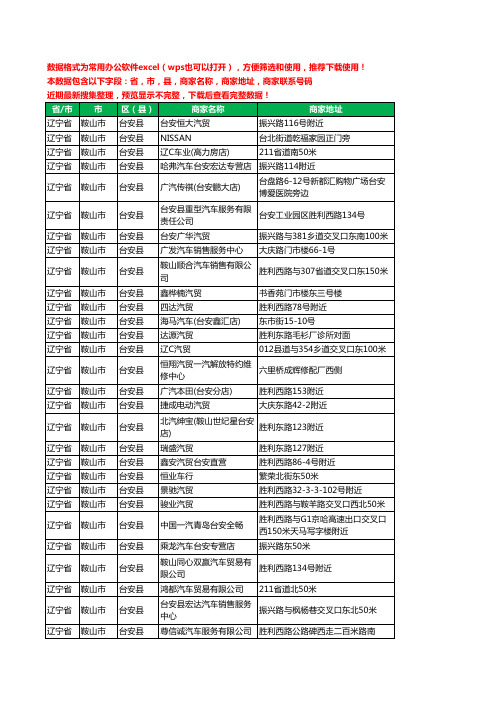 2020新版辽宁省鞍山市台安县汽贸工商企业公司商家名录名单黄页联系电话号码地址大全54家