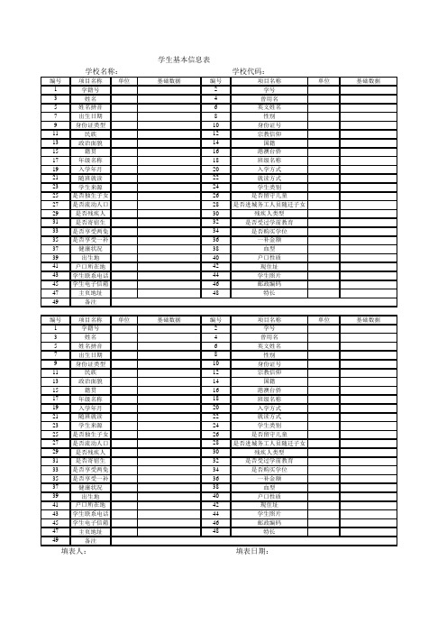 新生基本信息表