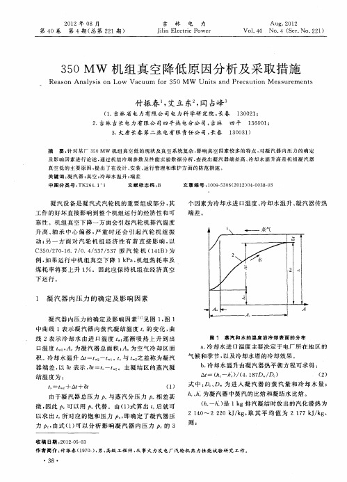 350MW机组真空降低原因分析及采取措施