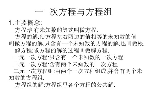 初三复习 一次方程和方程组PPT课件