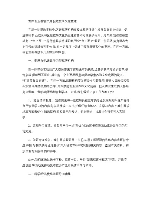 发挥专业引领作用(精)