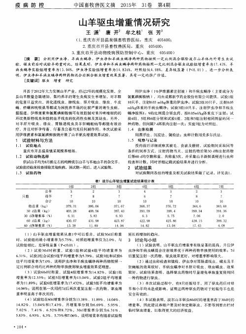 山羊驱虫增重情况研究