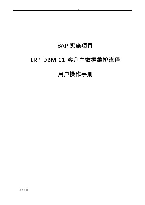 SAP用户操作手册模板-成本要素主数据维护流程