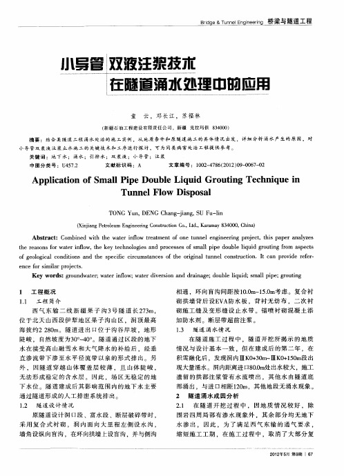 小导管双液注浆技术在隧道涌水处理中的应用