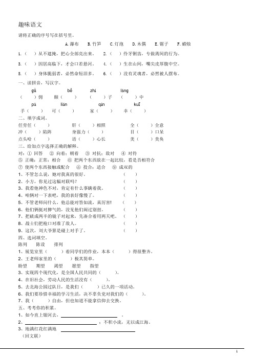 五年级语文阅读与写作提高