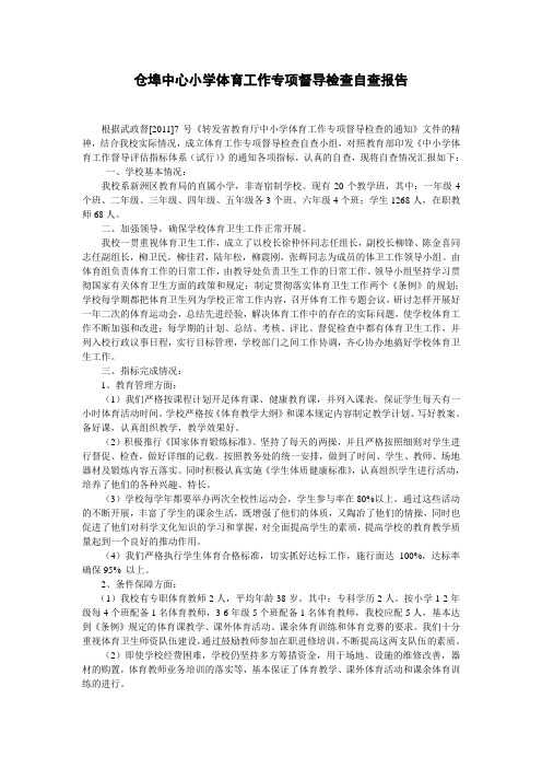 仓埠中心小学体育工作专项督导检查自查报告