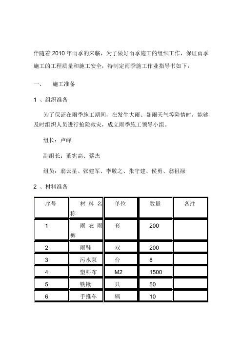 雨季施工作业指导书
