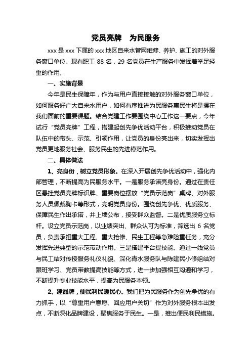 党员亮牌  为民服务