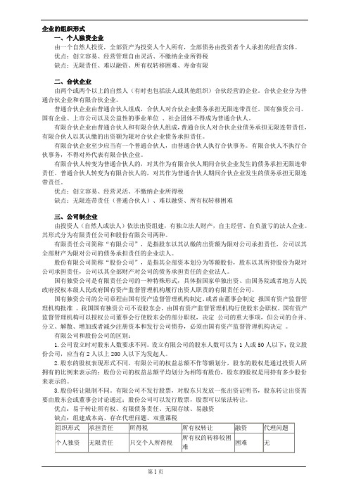 企业的组织形式