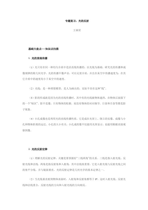 专题复习：光的反射