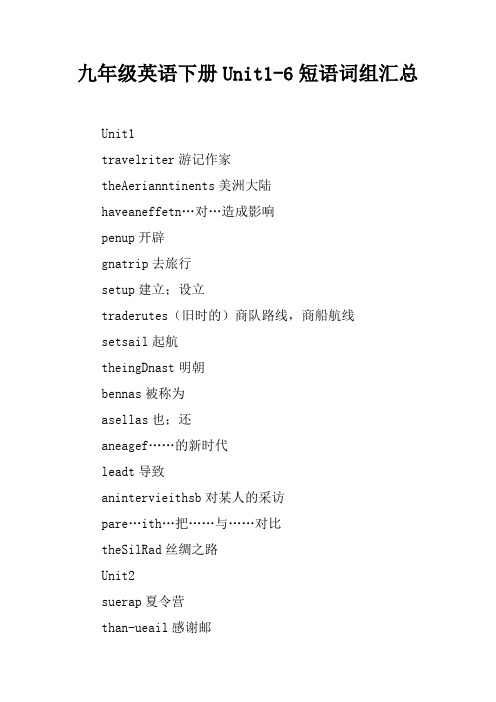 九年级英语下册Unit1-6短语词组汇总