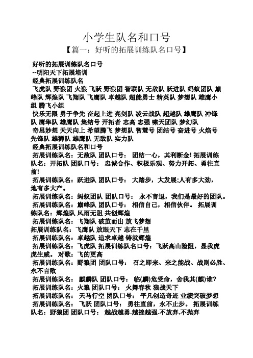 口号标语之小学生队名和口号