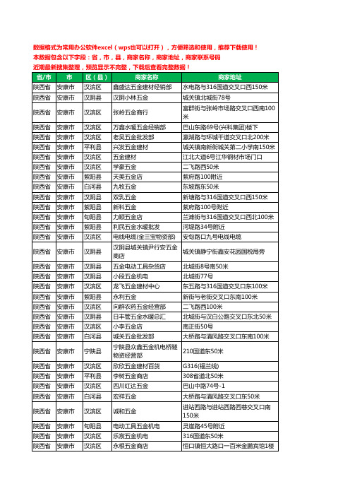 2020新版陕西省安康市五金工商企业公司商家名录名单黄页联系电话号码地址大全311家
