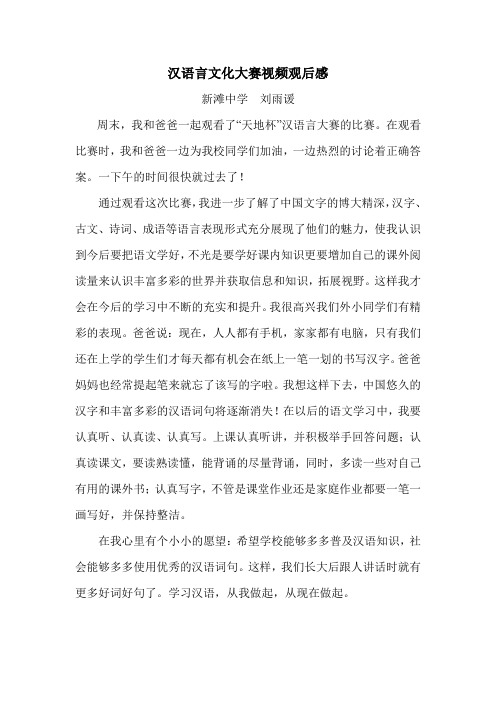 701汉语言文化大赛视频观后感