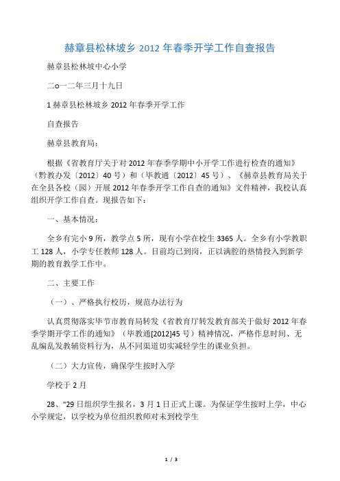 2012年春季开学自查报告