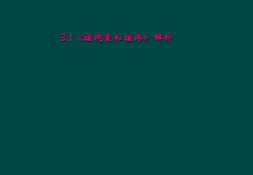3.1《磁现象和磁场》解析