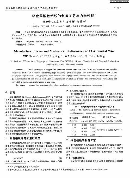 双金属铜包铝线的制备工艺与力学性能