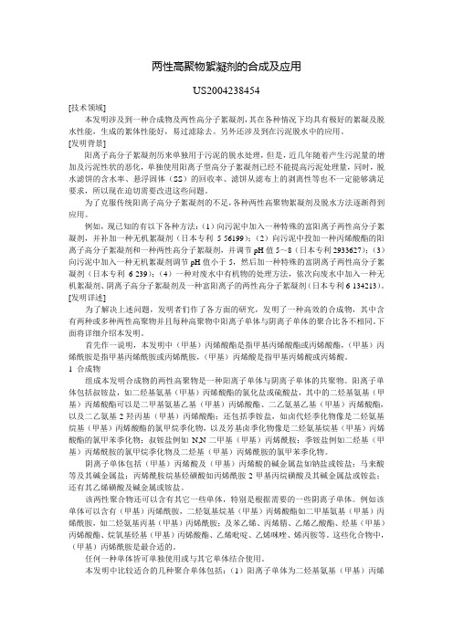 两性高聚物絮凝剂的合成及应用