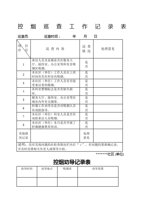 控烟相关工作记录表