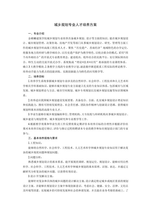 城乡规划专业人才培养方案
