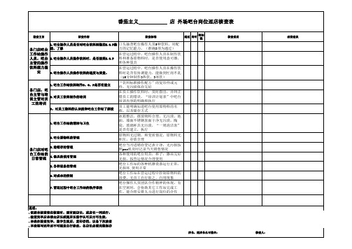 各门店吧台工作岗位巡店检查表