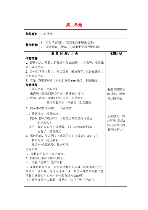 【最新精选】八年级语文上册 第二单元 作文教案 苏教版