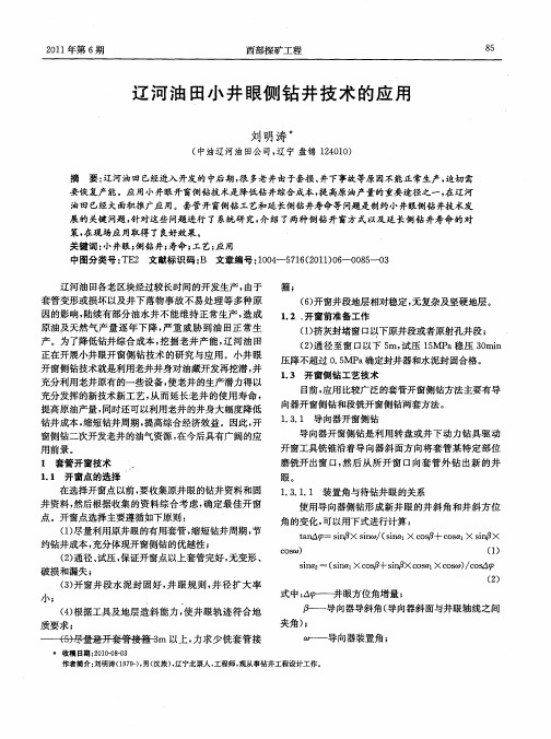 辽河油田小井眼侧钻井技术的应用