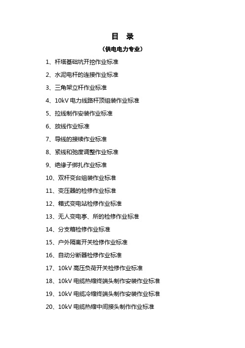 0-作业标准目录(电力专业)