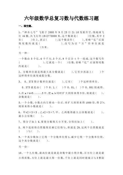 小升初数学总复习数与代数第一节数的认识的练习题及答案