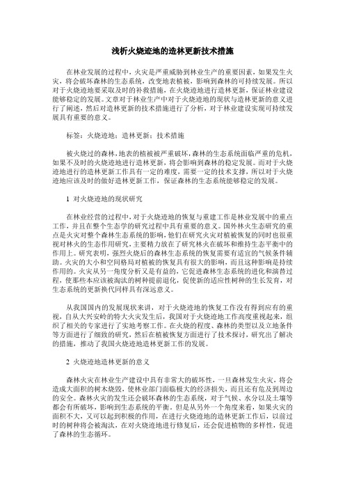 浅析火烧迹地的造林更新技术措施