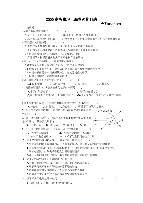 2006高考物理上海卷强化训练