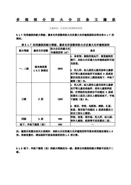 防火分区规范要求