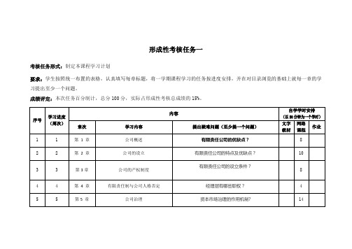 电大公司概论 形成性考核任务一