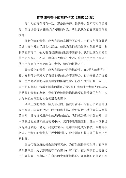 青春该有奋斗的模样作文精选