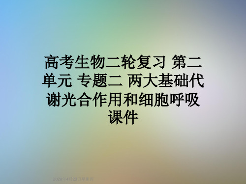高考生物二轮复习 第二单元 专题二 两大基础代谢光合作用和细胞呼吸课件