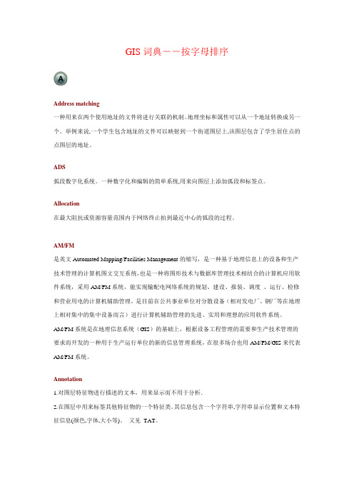 GIS词典--按字母排序