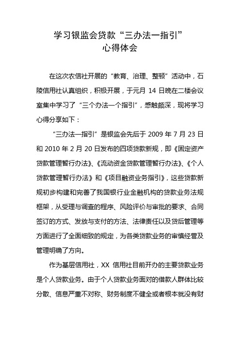 “三办法一指引”学习心得体会