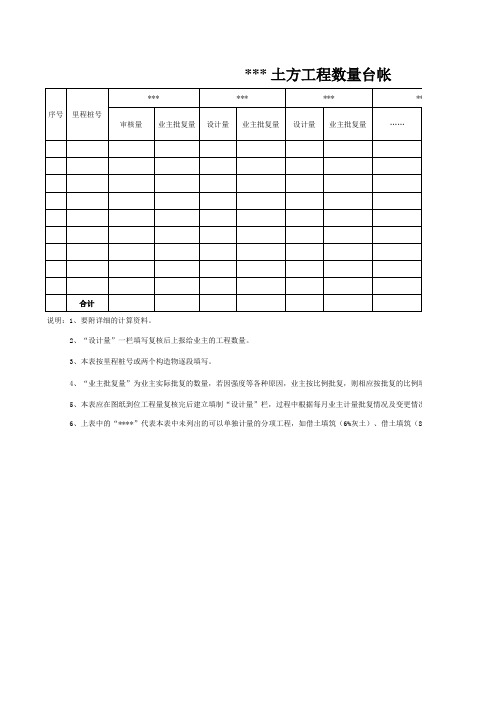 工程数量台帐(土方)