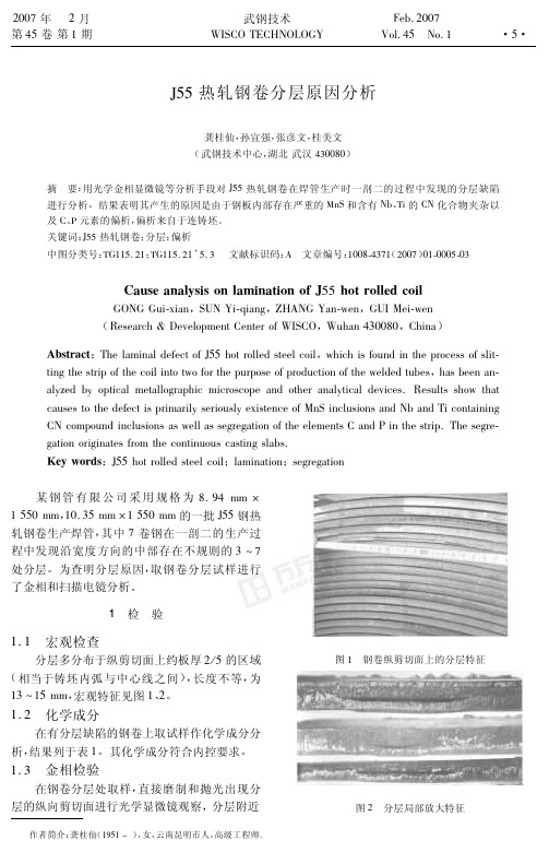 J55热轧钢卷分层原因分析