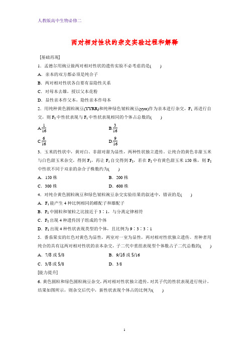 高中生物必修2课时作业9：1.2.1 两对相对性状的杂交实验过程和解释