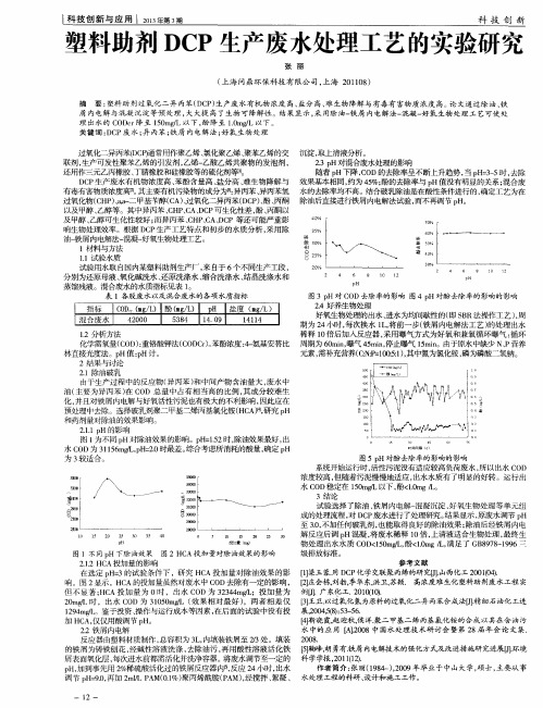 塑料助剂DCP生产废水处理工艺的实验研究