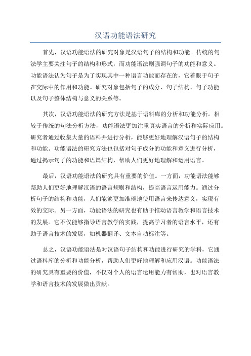 汉语功能语法研究
