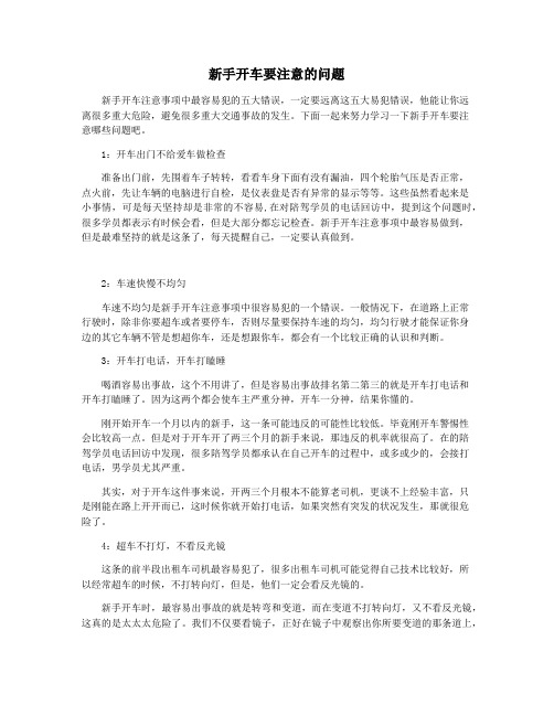 新手开车要注意的问题