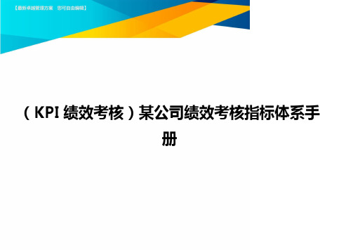 (优质)(KPI绩效考核)某公司绩效考核指标体系手册