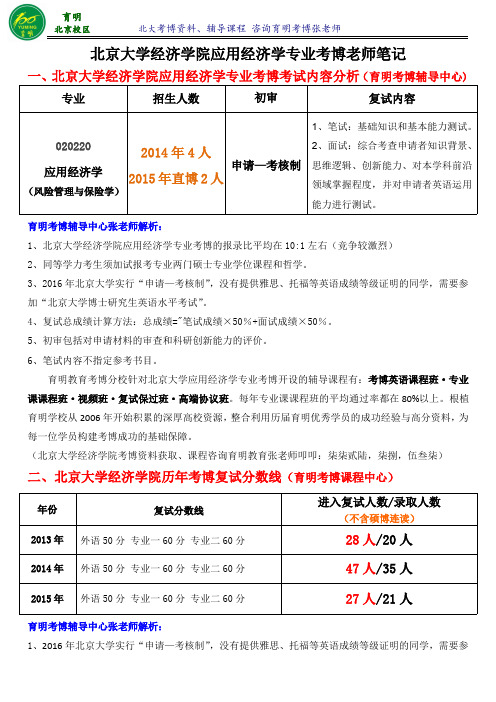 北京大学应用经济学专业考博真题-育明考博