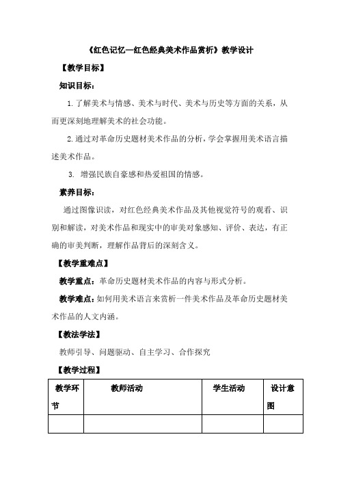 高中美术_红色记忆——红色经典美术作品赏析教学设计学情分析教材分析课后反思